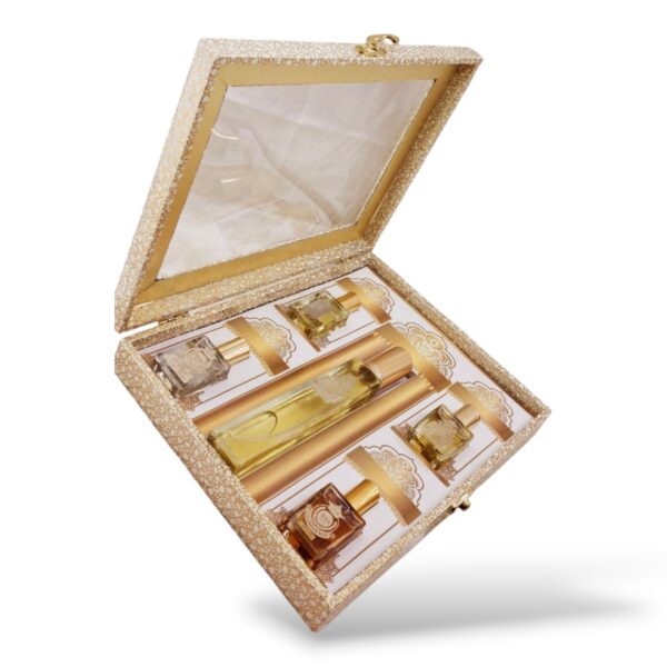 Sandalwood lover gift set with 4 attars and 1 perfume. Iena chandanraj gift box with combo of attar and fragrance. Gift for womens and mens |  Long-lasting fragrance | Ultra rich gift. - Image 3