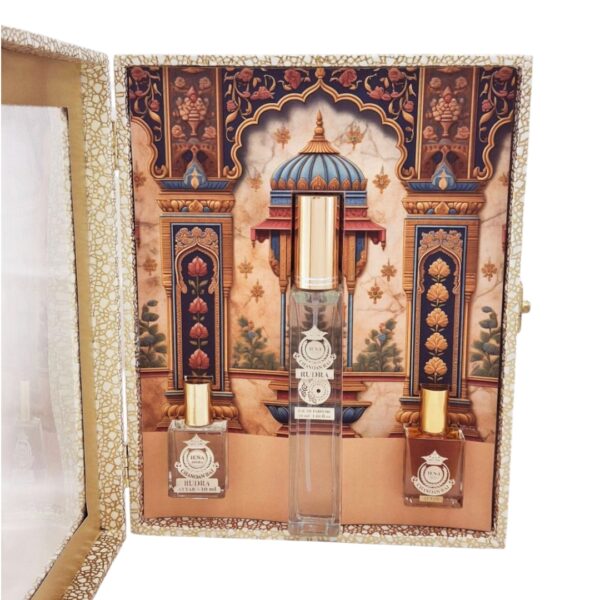 Sandalwood lover gift set of 3 pieces. Iena chandan raj pure sandalwood oil and eau de parfum. Gift for women and mens | Corporate gift | Luxury attar perfume gift set. - Image 5