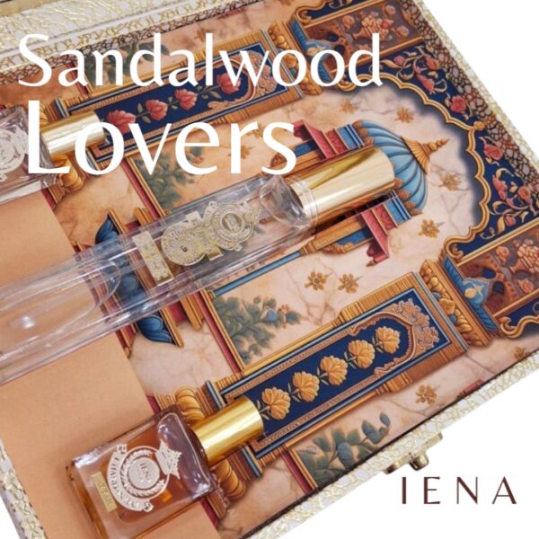 Sandalwood lover gift set of 3 pieces. Iena chandan raj pure sandalwood oil and eau de parfum. Gift for women and mens | Corporate gift | Luxury attar perfume gift set. - Image 3